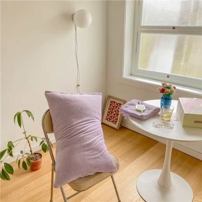 91家纺网 家纺一手货源 找家纺 棉眠 2021新款秋冬纯色牛奶绒四件套 深紫+浅紫