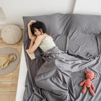 91家纺网 家纺一手货源 找家纺 安莱生活 2021新款全棉水洗棉色织睡袋 小灰格