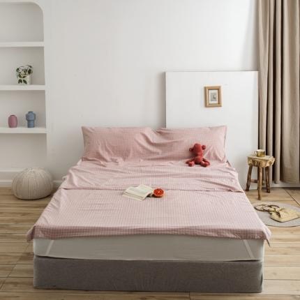 91家纺网 家纺一手货源 找家纺 安莱生活 2021新款全棉水洗棉色织睡袋 藕粉小格