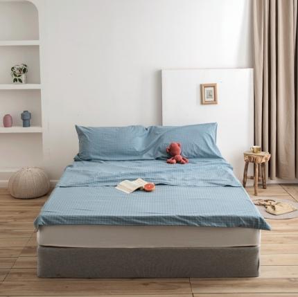 91家纺网 家纺一手货源 找家纺 安莱生活 2021新款全棉水洗棉色织睡袋 雾蓝小格