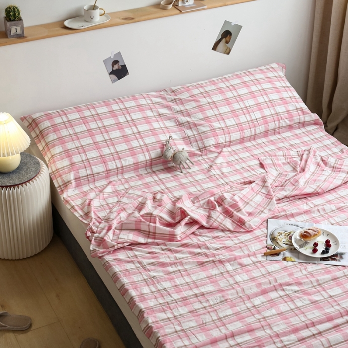 91家纺网 家纺一手货源 找家纺 安莱生活 2021新款全棉水洗棉色织睡袋 草莓格