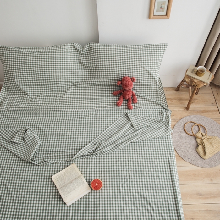 91家纺网 家纺一手货源 找家纺 安莱生活 2021新款全棉水洗棉色织睡袋 绿小格