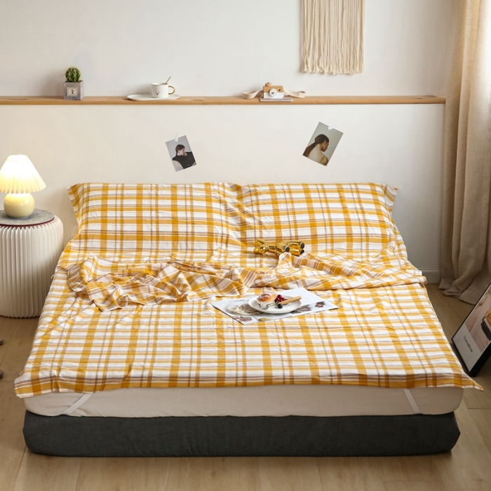 91家纺网 家纺一手货源 找家纺 安莱生活 2021新款全棉水洗棉色织睡袋 芒果格