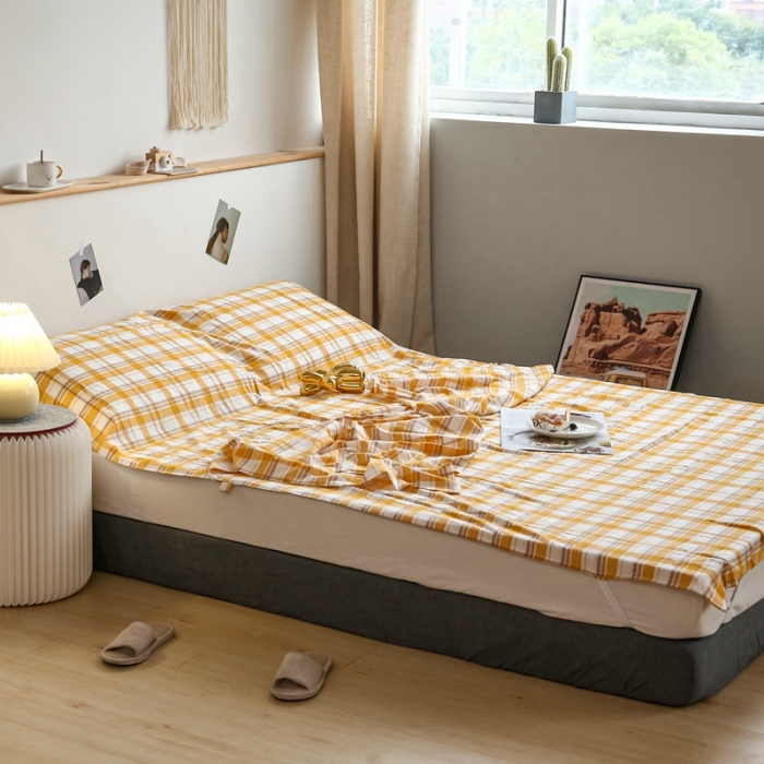 91家纺网 家纺一手货源 找家纺 安莱生活 2021新款全棉水洗棉色织睡袋 芒果格