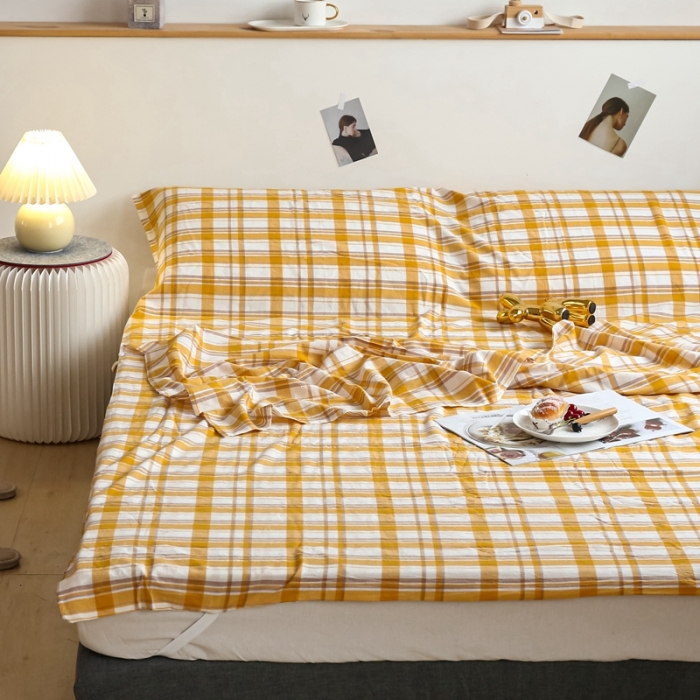 91家纺网 家纺一手货源 找家纺 安莱生活 2021新款全棉水洗棉色织睡袋 芒果格