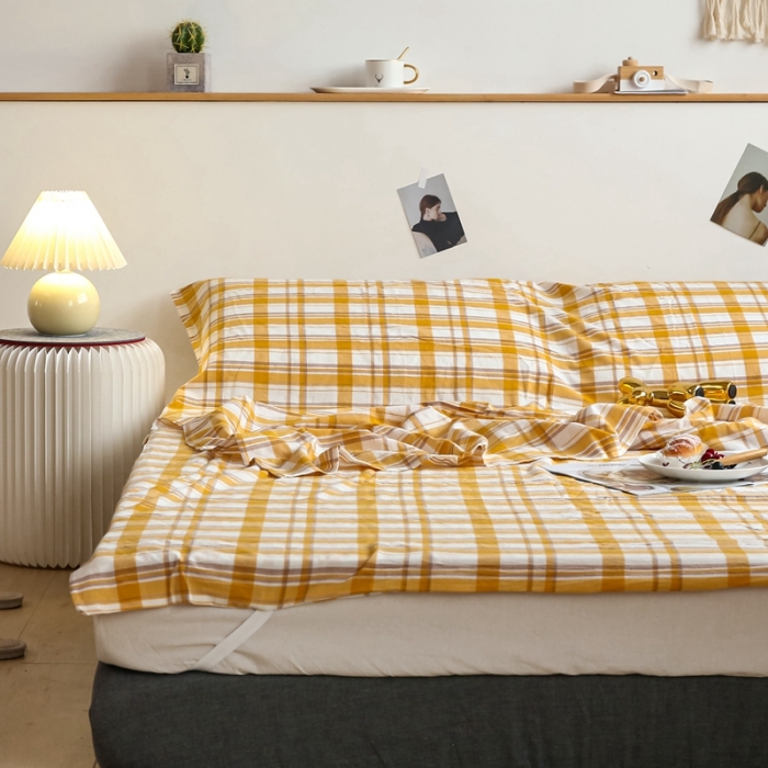 91家纺网 家纺一手货源 找家纺 安莱生活 2021新款全棉水洗棉色织睡袋 芒果格