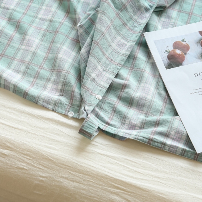 91家纺网 家纺一手货源 找家纺 安莱生活 2021新款全棉水洗棉色织睡袋 青柠格