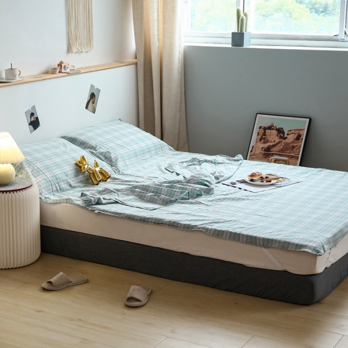 91家纺网 家纺一手货源 找家纺 安莱生活 2021新款全棉水洗棉色织睡袋 青柠格