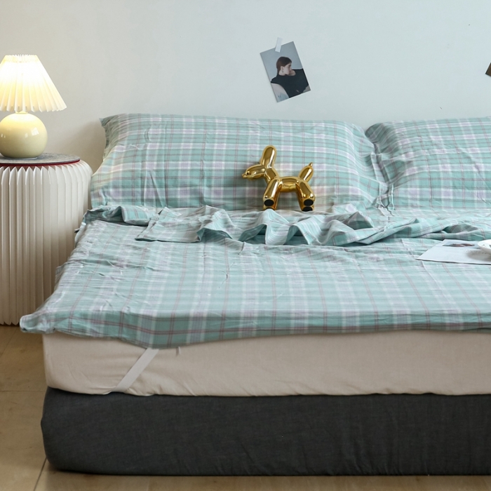 91家纺网 家纺一手货源 找家纺 安莱生活 2021新款全棉水洗棉色织睡袋 青柠格