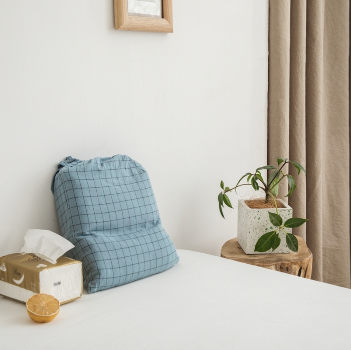 91家纺网 家纺一手货源 找家纺 安莱生活 2021新款全棉水洗棉色织睡袋 雾蓝小格