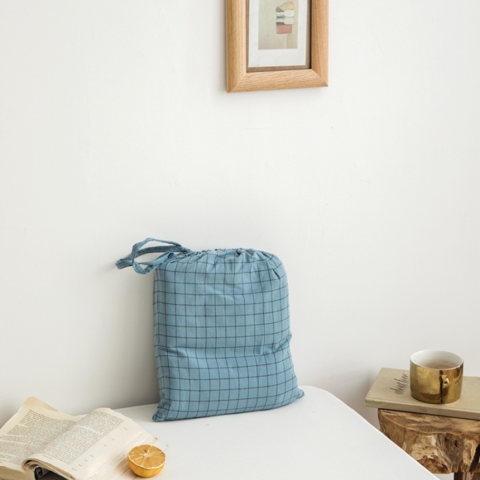 91家纺网 家纺一手货源 找家纺 安莱生活 2021新款全棉水洗棉色织睡袋 雾蓝小格