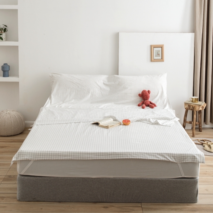 91家纺网 家纺一手货源 找家纺 安莱生活 2021新款全棉水洗棉色织睡袋 小白格