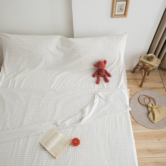 91家纺网 家纺一手货源 找家纺 安莱生活 2021新款全棉水洗棉色织睡袋 小白格