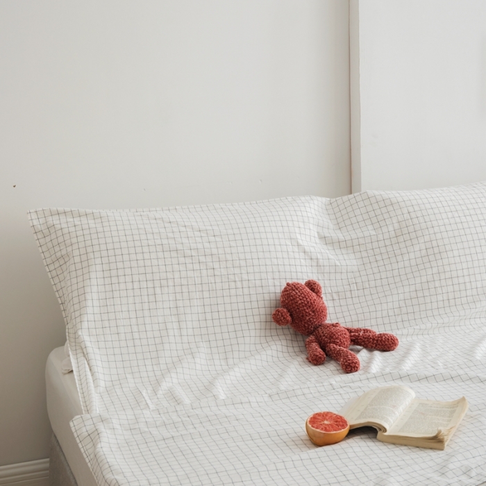 91家纺网 家纺一手货源 找家纺 安莱生活 2021新款全棉水洗棉色织睡袋 小白格