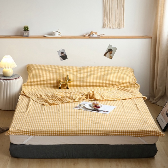 91家纺网 家纺一手货源 找家纺 安莱生活 2021新款全棉水洗棉色织睡袋 小黄格