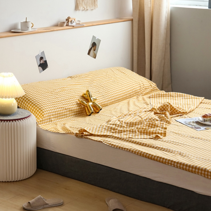 91家纺网 家纺一手货源 找家纺 安莱生活 2021新款全棉水洗棉色织睡袋 小黄格