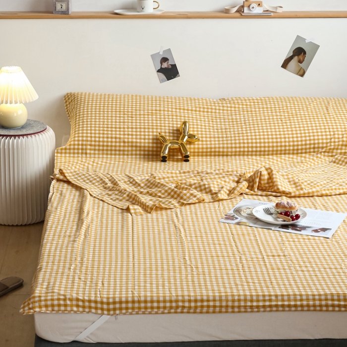 91家纺网 家纺一手货源 找家纺 安莱生活 2021新款全棉水洗棉色织睡袋 小黄格