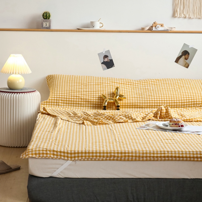 91家纺网 家纺一手货源 找家纺 安莱生活 2021新款全棉水洗棉色织睡袋 小黄格