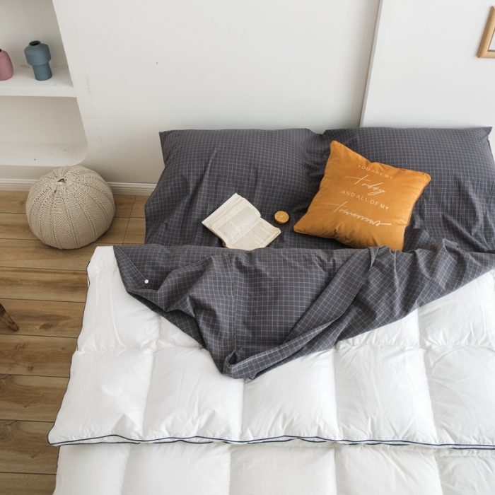 91家纺网 家纺一手货源 找家纺 安莱生活 2021新款全棉水洗棉色织睡袋 小灰格