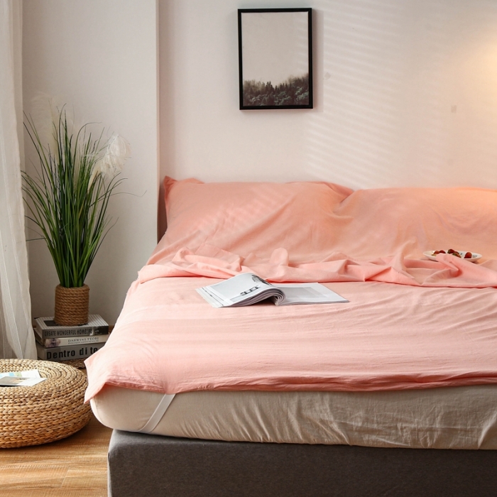 91家纺网 家纺一手货源 找家纺 安莱生活 2021新款全棉水洗棉色织睡袋 纯粉