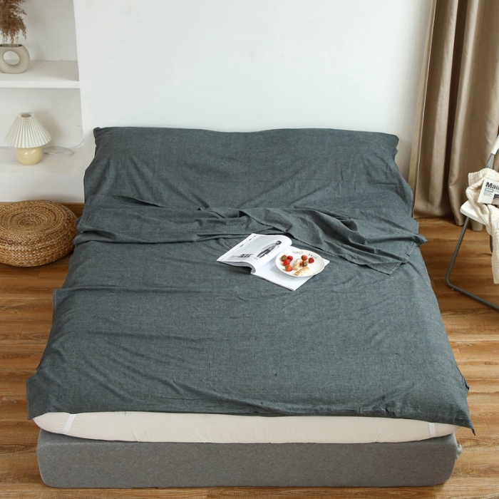 91家纺网 家纺一手货源 找家纺 安莱生活 2021新款全棉水洗棉色织睡袋 深灰