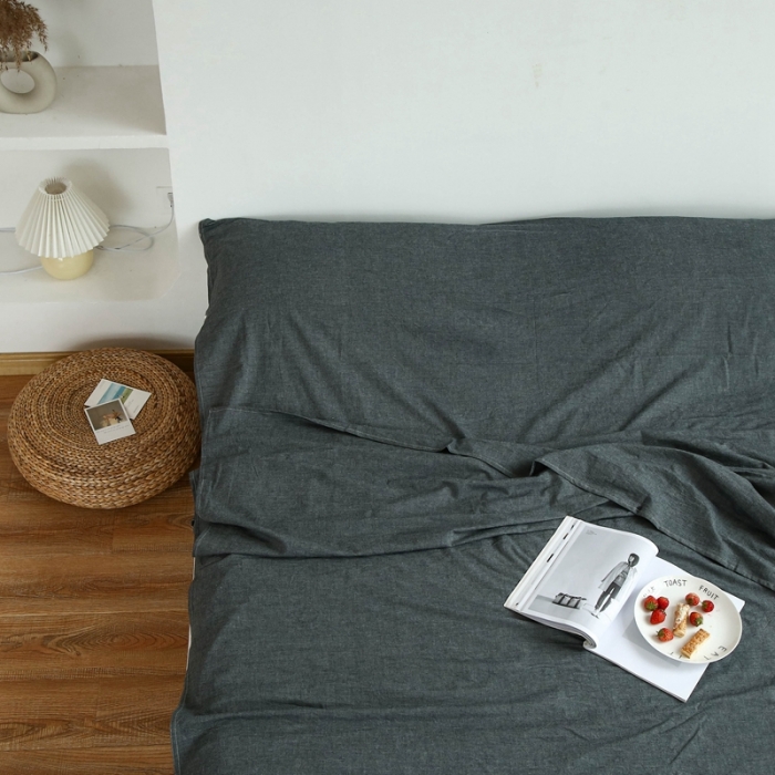 91家纺网 家纺一手货源 找家纺 安莱生活 2021新款全棉水洗棉色织睡袋 深灰