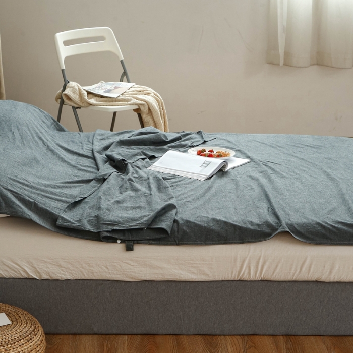 91家纺网 家纺一手货源 找家纺 安莱生活 2021新款全棉水洗棉色织睡袋 深灰