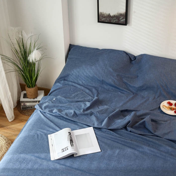 91家纺网 家纺一手货源 找家纺 安莱生活 2021新款全棉水洗棉色织睡袋 牛仔蓝