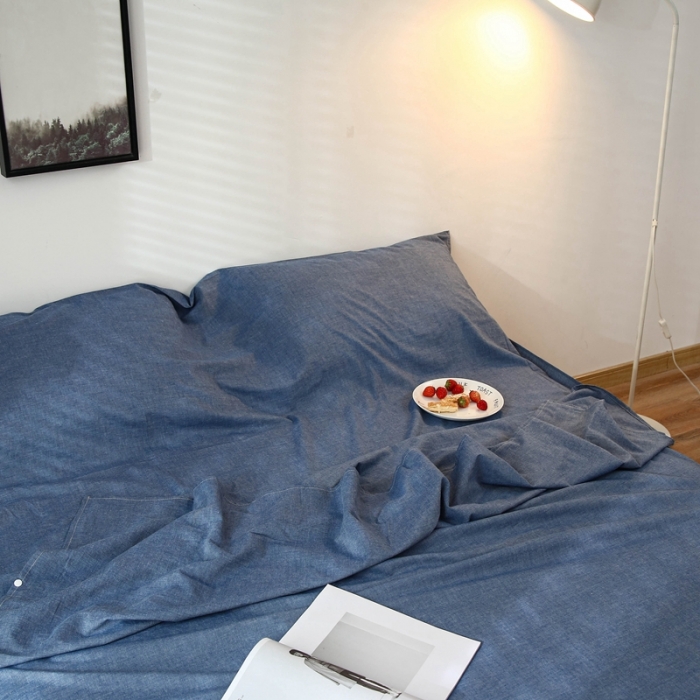 91家纺网 家纺一手货源 找家纺 安莱生活 2021新款全棉水洗棉色织睡袋 牛仔蓝