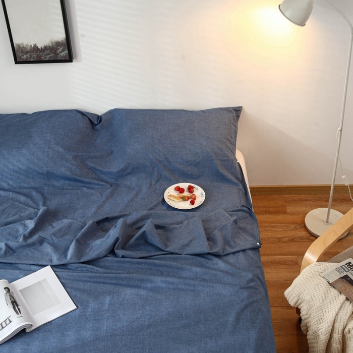 91家纺网 家纺一手货源 找家纺 安莱生活 2021新款全棉水洗棉色织睡袋 牛仔蓝