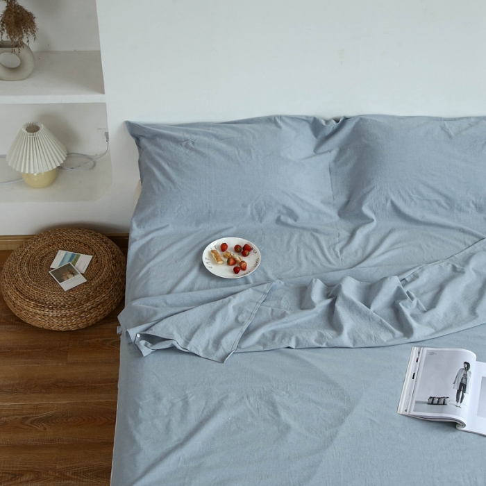 91家纺网 家纺一手货源 找家纺 安莱生活 2021新款全棉水洗棉色织睡袋 浅蓝