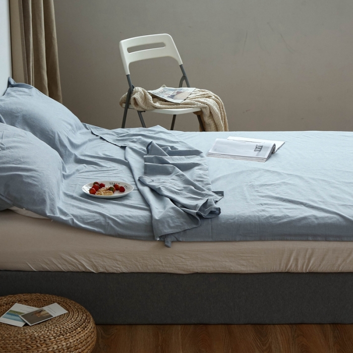 91家纺网 家纺一手货源 找家纺 安莱生活 2021新款全棉水洗棉色织睡袋 浅蓝