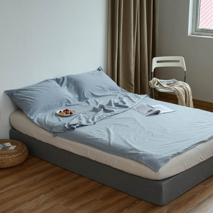 91家纺网 家纺一手货源 找家纺 安莱生活 2021新款全棉水洗棉色织睡袋 浅蓝