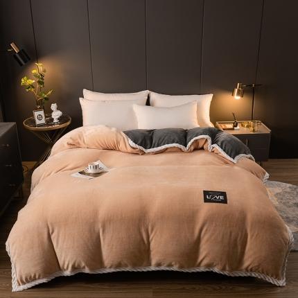 宅部落 2021新款加厚牛奶绒被套 浅玉