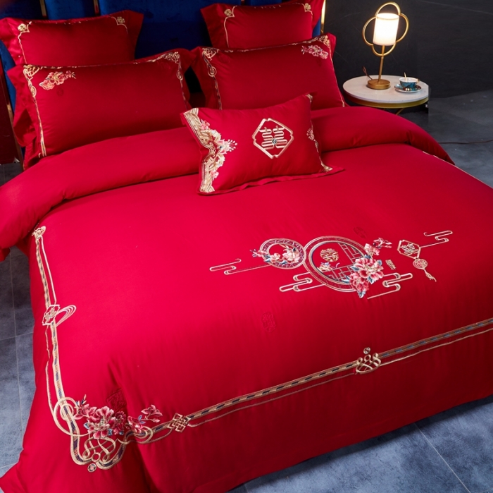 91家纺网 家纺一手货源 找家纺 总）高大尚 2021新款60s长绒棉系列婚庆多件套 钟爱一生