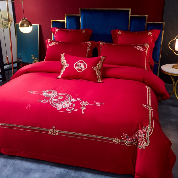 91家纺网 家纺一手货源 找家纺 总）高大尚 2021新款60s长绒棉系列婚庆多件套 钟爱一生