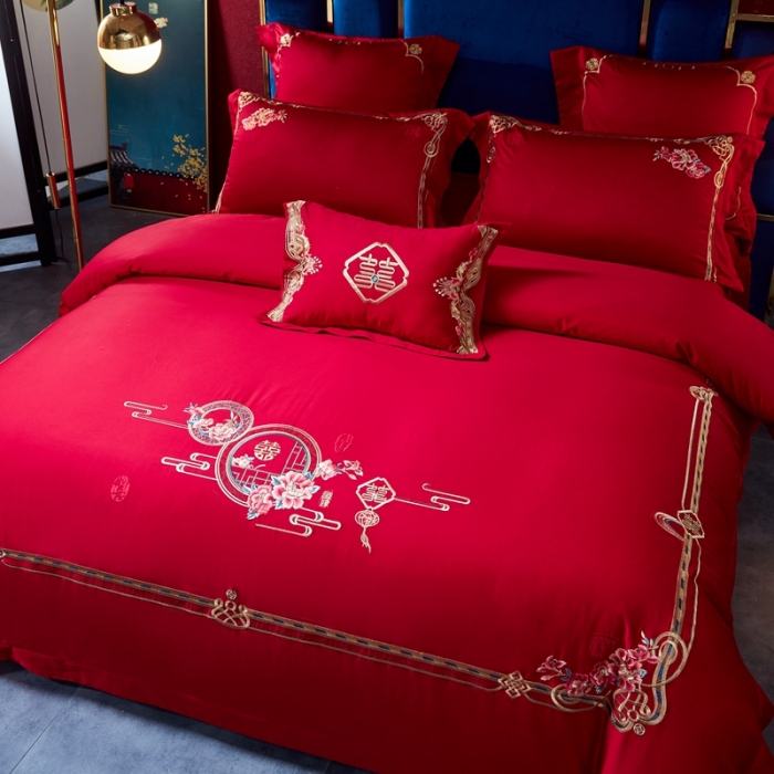 91家纺网 家纺一手货源 找家纺 总）高大尚 2021新款60s长绒棉系列婚庆多件套 钟爱一生