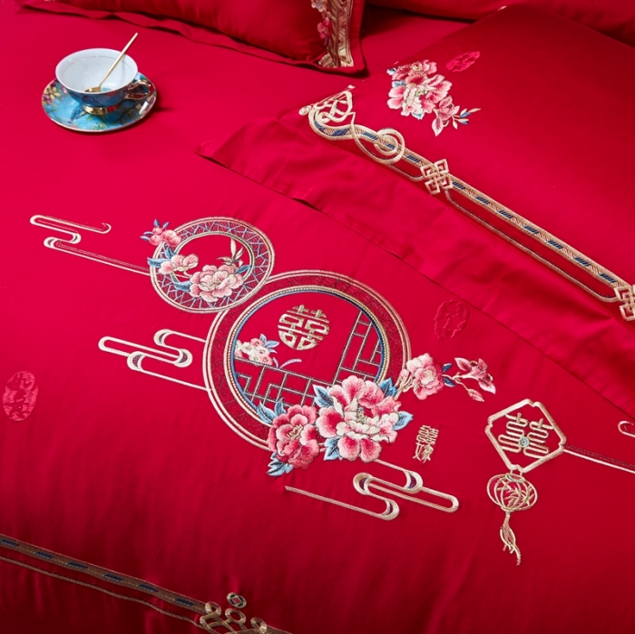 91家纺网 家纺一手货源 找家纺 总）高大尚 2021新款60s长绒棉系列婚庆多件套 钟爱一生