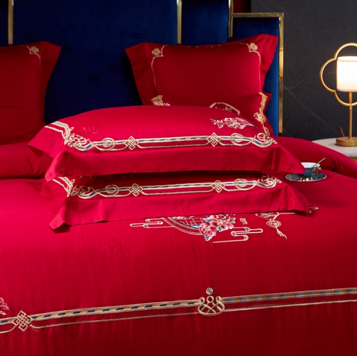 91家纺网 家纺一手货源 找家纺 总）高大尚 2021新款60s长绒棉系列婚庆多件套 钟爱一生