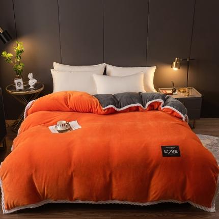 宅部落 2021新款加厚牛奶绒被套 熔岩橙