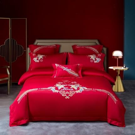 91家纺网 家纺一手货源 找家纺 （总）高大尚 2021新款长绒棉系列婚庆多件套 相守