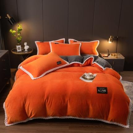 91家纺网 家纺一手货源 找家纺 (总）宅部落 2022新款抽条包边纯色牛奶绒四件套单被套