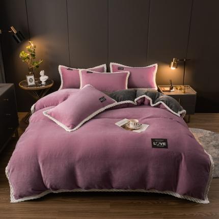 91家纺网 家纺一手货源 找家纺 (总）宅部落 2022新款抽条包边纯色牛奶绒四件套单被套