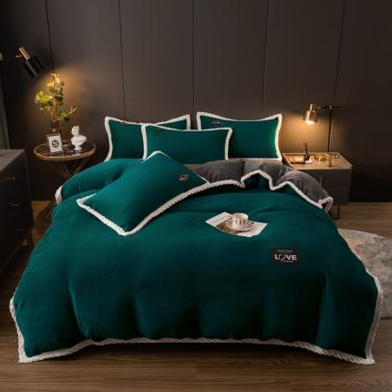 91家纺网 家纺一手货源 找家纺 (总）宅部落 2022新款抽条包边纯色牛奶绒四件套单被套