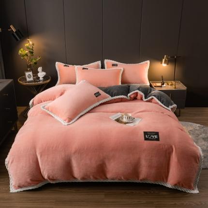 91家纺网 家纺一手货源 找家纺 (总）宅部落 2022新款抽条包边纯色牛奶绒四件套单被套