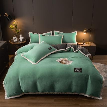 91家纺网 家纺一手货源 找家纺 (总）宅部落 2022新款抽条包边纯色牛奶绒四件套单被套