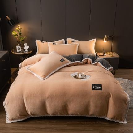 91家纺网 家纺一手货源 找家纺 (总）宅部落 2022新款抽条包边纯色牛奶绒四件套单被套