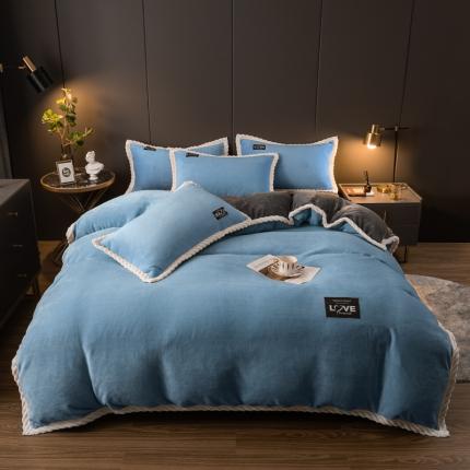 91家纺网 家纺一手货源 找家纺 (总）宅部落 2022新款抽条包边纯色牛奶绒四件套单被套