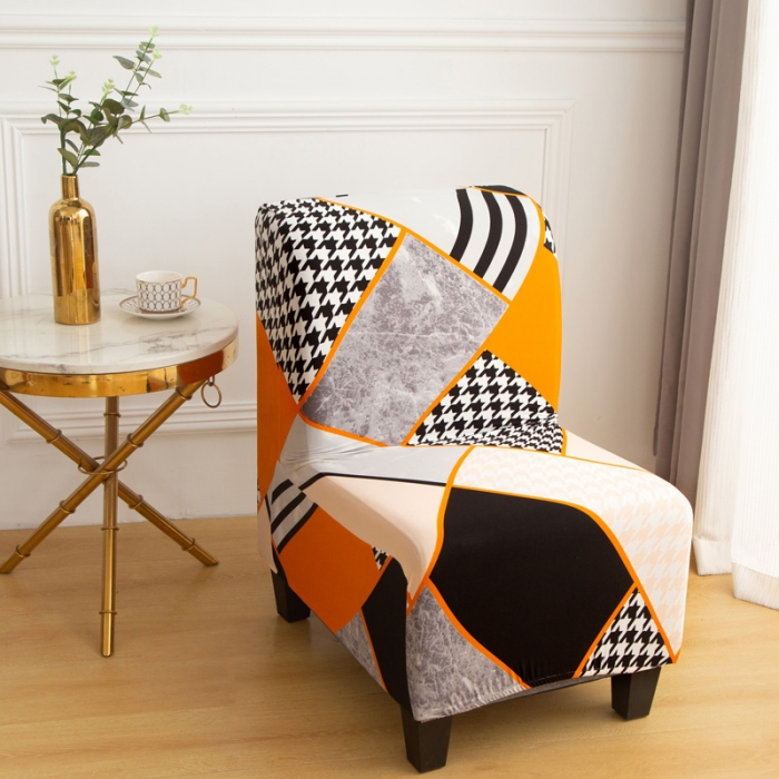 91家纺网 家纺一手货源 找家纺 兴妮雅家纺2021新款印花胖椅子套 千鸟格-橙