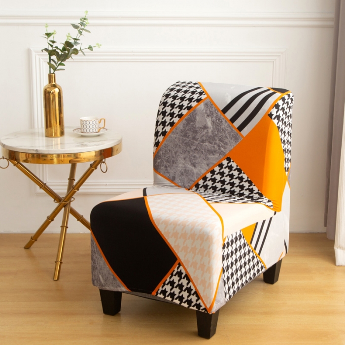 91家纺网 家纺一手货源 找家纺 兴妮雅家纺2021新款印花胖椅子套 千鸟格-橙